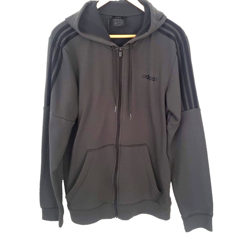 Adidas Full Zip Sweatshirt Men's Gray Hoodie